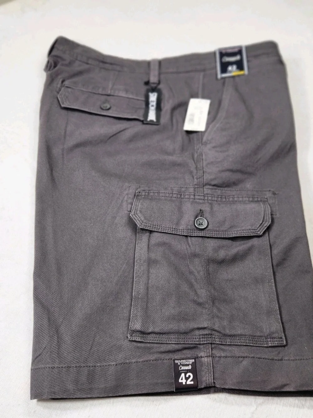 Roundtree & Yorke Mens Size 42 Gray Casual Classic Fit Cotton Cargo Shorts 05